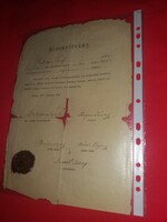 Antique 1871 Kőszeg gada józef teacher training certificate wax seal countersigned, stamped