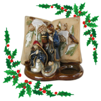 Betlehem szent család kerámia karácsonyi mécsestartó