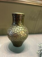 Zsolnay repesztett zsugormázas váza zöld, hibátlan