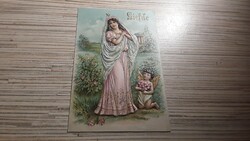 Antik angyalkás dombornyomott Üdvözlő képeslap. 1905.