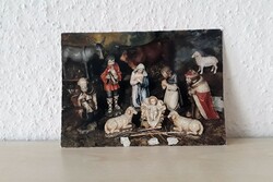 Retro Christmas card, Nativity scene