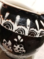 Old earthenware pot, jug - black glazed