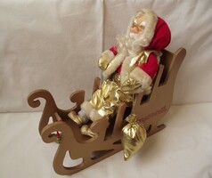 Santa, Santa Claus, sleigh, Christmas decoration, wooden sleigh