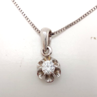 387T. Brilliant 0.23Ct 14k gold 3.64G solitaire pendant necklace with vvs1 top weselton stone