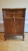 Carved, inlaid old small cabinet/chest