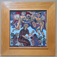 Stefániay edit (1936-2010): biblical scene with angels - fire enamel mural, sacred
