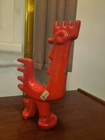 Art deco red ceramic rooster - traces of restoration on the tail