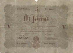 5 öt forint 1848 Kossuth bankó barna betűk