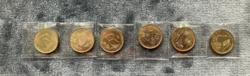 75 Years of the HUF 2021 - row of six HUF 5 coins
