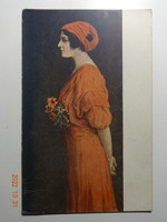 Old postal clean painting postcard - Englerth: red