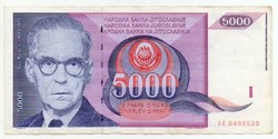 Yugoslavia 5000 Yugoslavian dinars, 1991, nice
