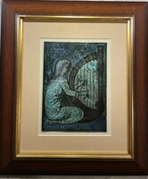 Judit H. Gőcze - harpist - fire enamel picture