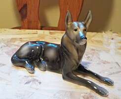 Hollóházi nagyméretű porcelán kutya németjuhász