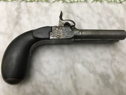 Eredeti, csodaszép, duplacsövű utazó pisztoly a XVIII. századból eladó