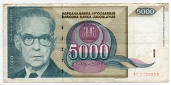Jugoszlávia 5000 jugoszláv Dinár, 1992