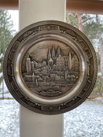 Pewter Meissen wall plate