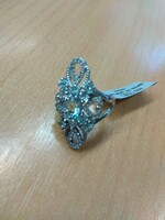 Wonderful antique style blue topaz gemstone sterling silver ring