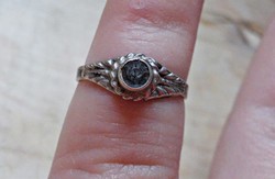 Régi akvamarin köves ezüst gyűrű 47-es méret kis méret