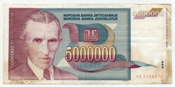 Yugoslavia 5,000,000 Yugoslav dinars, 1993