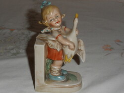 Antik, régi német porcelán figura, nipp, könyvtámasz