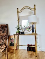 Vintage iparművészeti réz konzolasztal, toalett tükör, LV 014