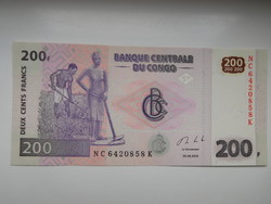 Kongói Dem Közt 200 francs 2013 UNC
