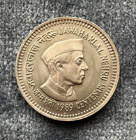 Jawaharlal Nehru 1989 Centenary 5 India Rupees - Indiai rúpia emlékpénz