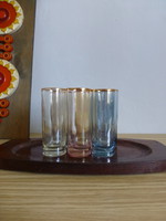 Retro, vintage colored glass short drink set, aperitif set with tray