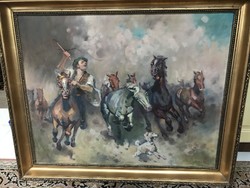 Elek Pfeifer (1882-1944), galloping stallion, oil on canvas, large size