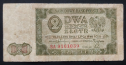 Ritka! Lengyelország 2 Zlote / Zloty 1948, F+