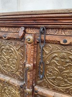 Anglo-Indian style solid wood cabinet with copper decoration