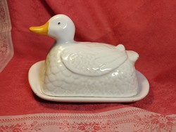 Porcelain duck cheese and butter holder