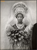 Larger size, photo art work by István Szendrő. Young woman, wedding, bride, strange