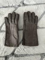 Gray leather glove lined