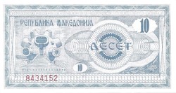 10 dénár 1992 Macedónia 3.  UNC