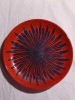 Applied art glazed ceramic wall plate - marked