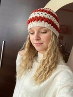 Horgolt női sapka bézs-rozsda handmade