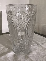 Czech etched lead crystal retro vase