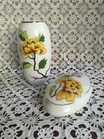 Hollóházi porcelán szett váza és bonbonier
