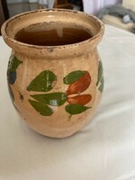 Wine or Szilvalekváros folk clay jug, clay jar from north-eastern Hungary, age +100 years