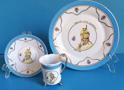 II. Pope János Pál porcelain breakfast set cake plate