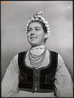 Larger size, photo art work by István Szendrő. Young woman, Kecseti (Hargita county) folk costume