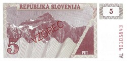 5 tolár tolárjev 1990 ZVOREC MINTA Szlovénia UNC