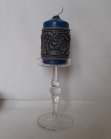 Glass table candle holder, handmade candle