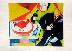 Drmárias - jean claude juncker in chagall's studio 24.5 x 31 cm computer print, dipped paper