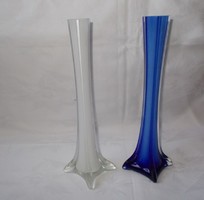 Kobaldkék és fehér üveg váza 2db