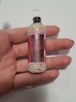 Old glass pink cylinder or soda siphon Christmas tree decoration!