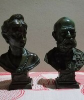 Pair of Sissy and Ferenc József copper busts