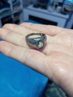 Antique silver ring with aquamarine stones, size 7 ¹