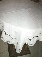 Beautiful white light filigree madeira tablecloth